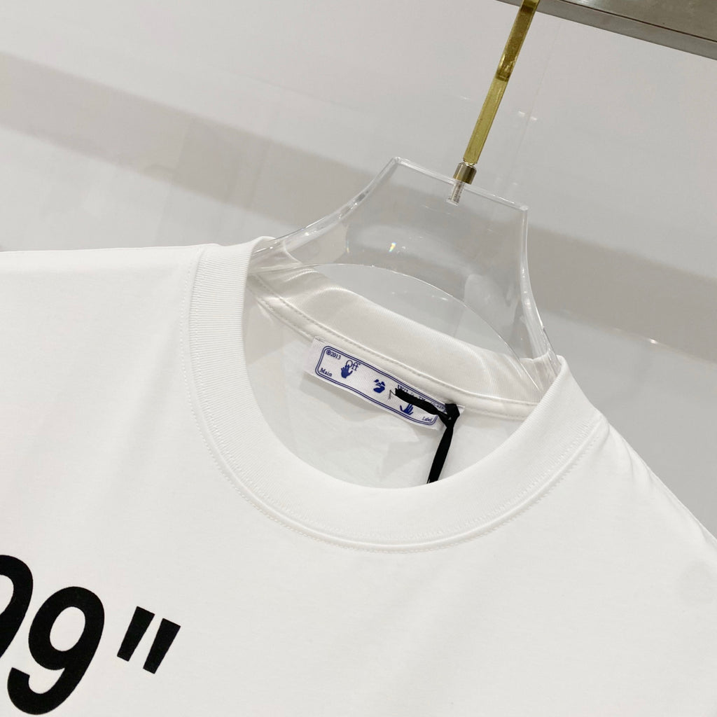 Off-white T-shirt neckline with inner care label