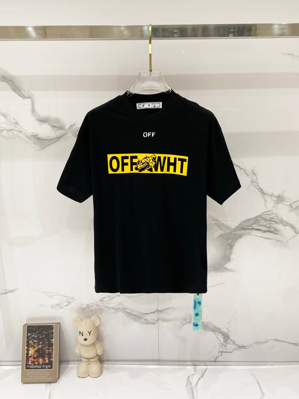 Off-White black T-shirt with yellow 'OFF' text graphic on front