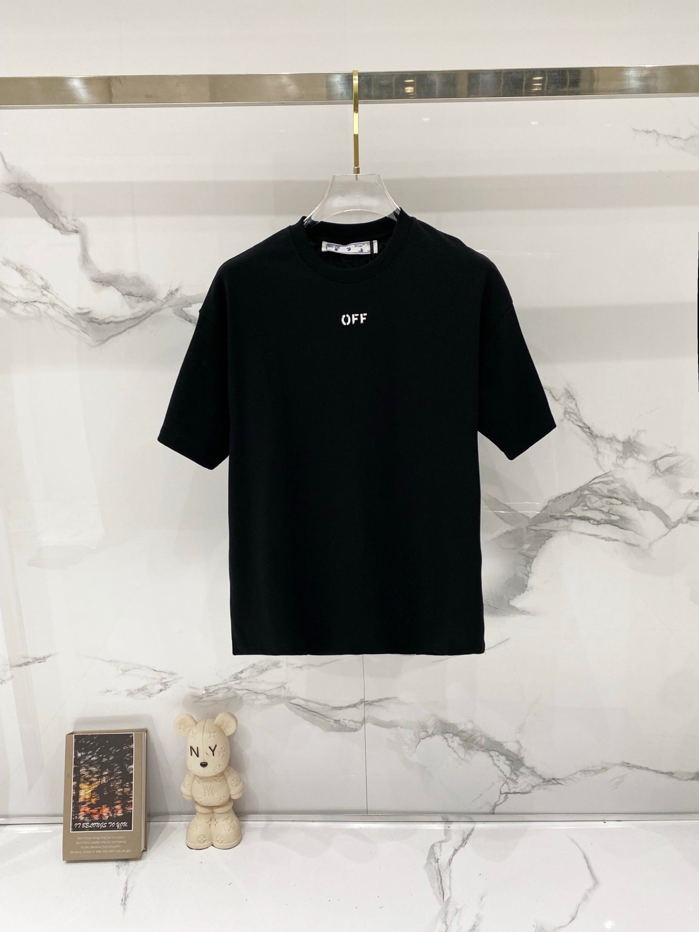 Off-White T-shirt, black, short sleeves with small OFF logo on chest