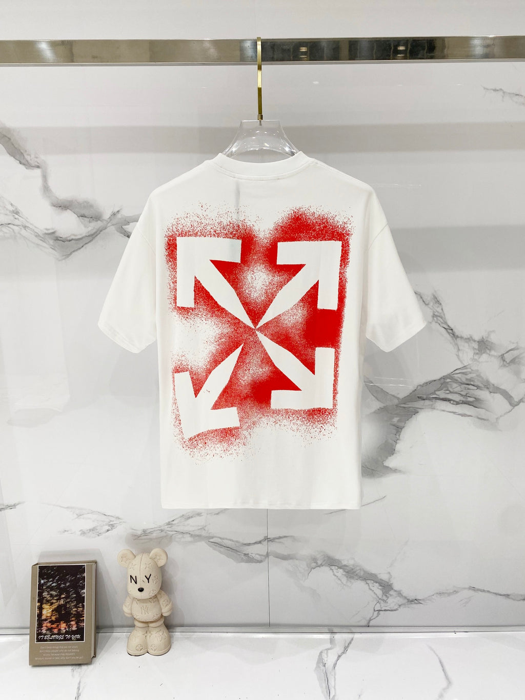 Off White off-white T-shirt with large red square arrow graphic on back