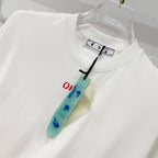 Off White off-white T-shirt with crew neck and red 'OFF' logo, hanging tag