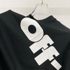 Off White T-shirt, black, oversized front logo close-up