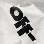 Off White T-shirt with large black logo print across chest