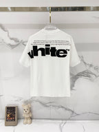 Off White T-shirt with large black "white" logo print on back
