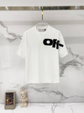 Off White T-shirt with black "Off" logo print on chest