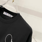 Black T-shirt with crew neck and partial white outline icon