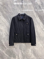 Louis Vuitton long jacket in dark navy, front pockets and snap cuffs