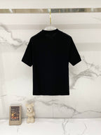 Burberry black crewneck T-shirt with plain front, short sleeves.