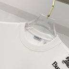 White Burberry crew-neck T-shirt neckline with logo embroidery and collar label