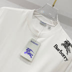 White Burberry crew-neck T-shirt with horse and Burberry graphics at chest