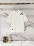 White Burberry crew-neck T-shirt with horse logo and Burberry graphic on chest