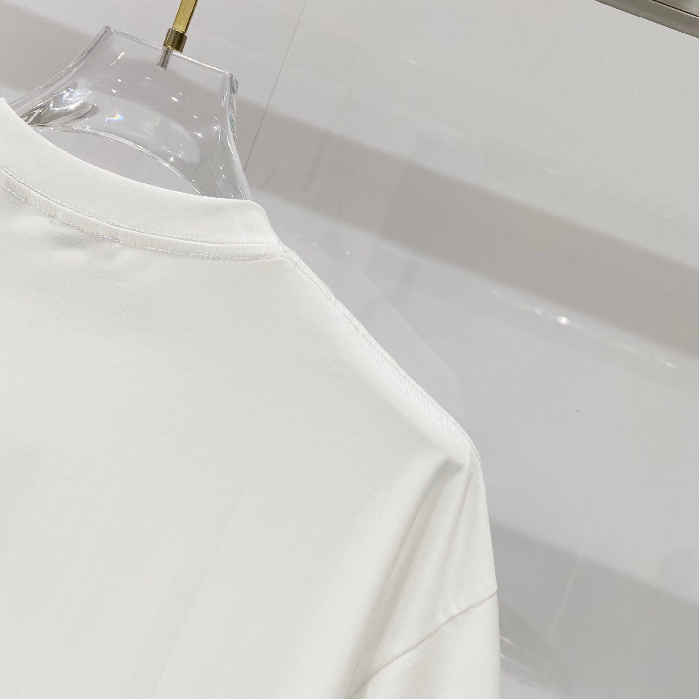 White Burberry crew-neck T-shirt, plain side view