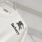 White Burberry T-shirt right chest graphic with horse logo and Burberry lettering
