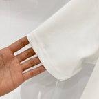 White Burberry T-shirt sleeve and hem with stitched cuff detail