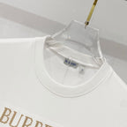 White Burberry T-shirt neckline close-up with brand tag