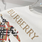 White Burberry T-shirt with gold logo lettering detail