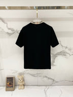 Burberry black short-sleeve T-shirt with checkered crew collar trim