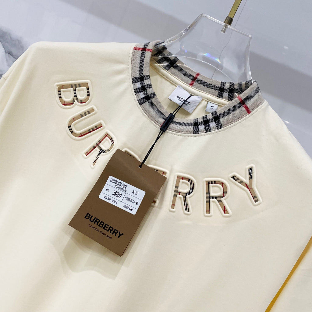 Burberry short-sleeve T-shirt with raised BURBERRY lettering and interior neck tag