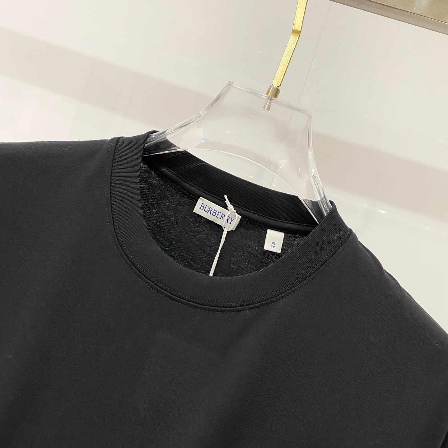 Black crew-neck T-shirt with Burberry neck label