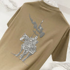 Burberry olive short-sleeve T-shirt back with large knight and horse logo