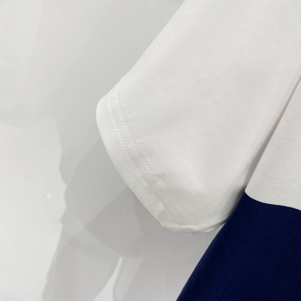 White Burberry T-shirt sleeve cuff close-up