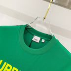Green T-shirt crew neck with 'BURBERRY' label at collar
