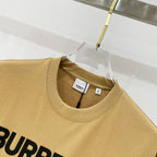 Burberry tan T-shirt close-up of crew neck and internal size labels