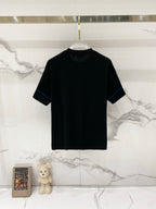Burberry black short-sleeve T-shirt with crew neck and blue chest embroidery