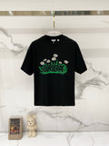Black Burberry short-sleeve T-shirt with green floral graphic
