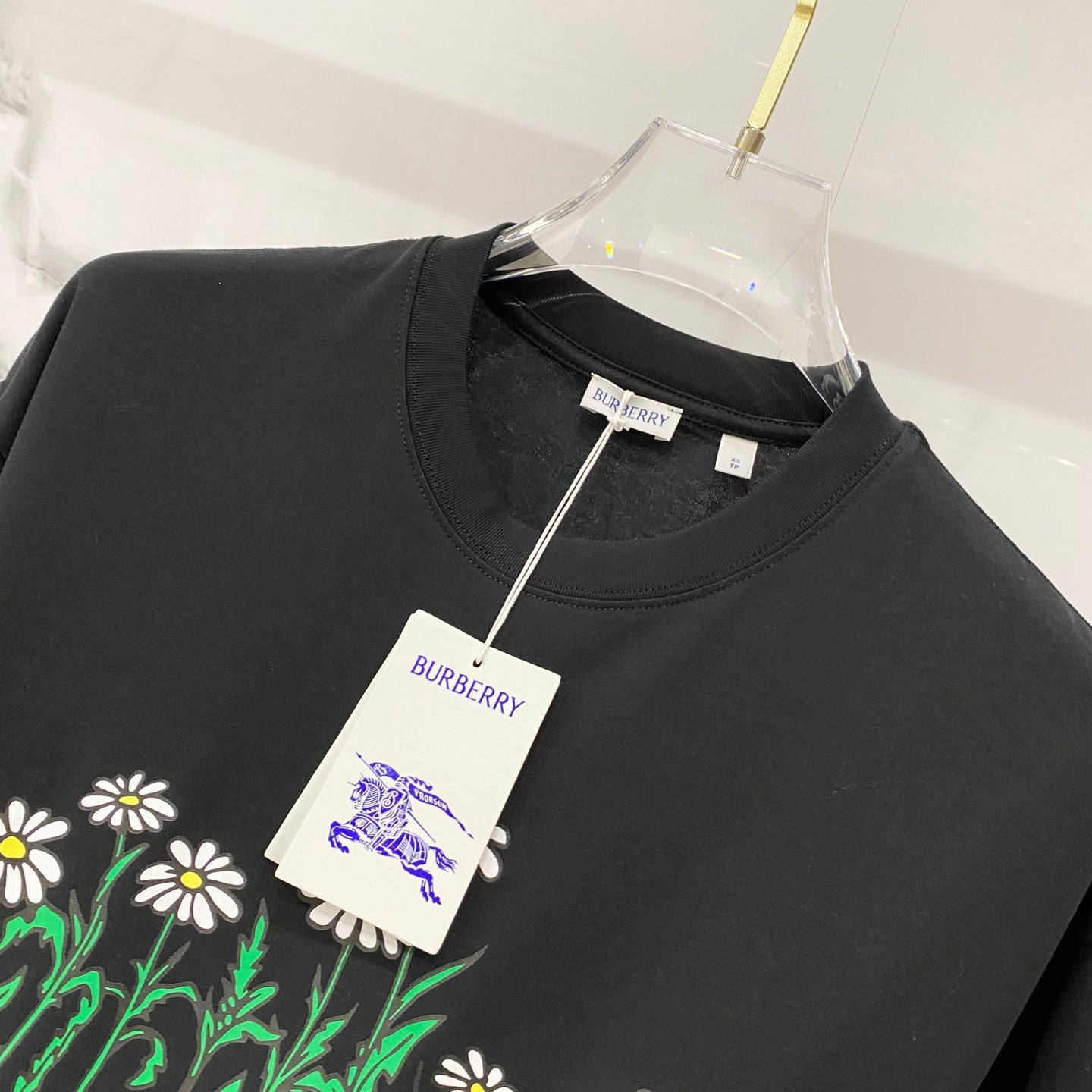 Black Burberry T-shirt crew neck with hanging tag
