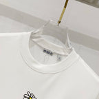 White short-sleeve T-shirt neckline with small interior neck label