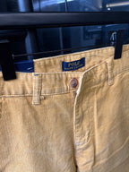Ralph Lauren light mustard pants, close-up of button placket and fly