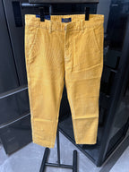Ralph Lauren mustard-yellow pants with pleats, front button, and belt loops
