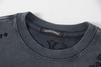 Dark gray graphic T-shirt crew neck with inner label and stitched trim