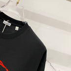 Black short-sleeve T-shirt with small internal Burberry label at neckline
