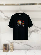 Black short-sleeve T-shirt with colorful horse graphic on the chest