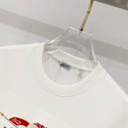 Burberry white crew-neck T-shirt neckline close-up with inner size tag