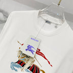 Burberry white crew-neck T-shirt with embroidered horse crest graphic
