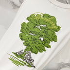 Burberry white T-shirt with large green tree and knight-style graphic print