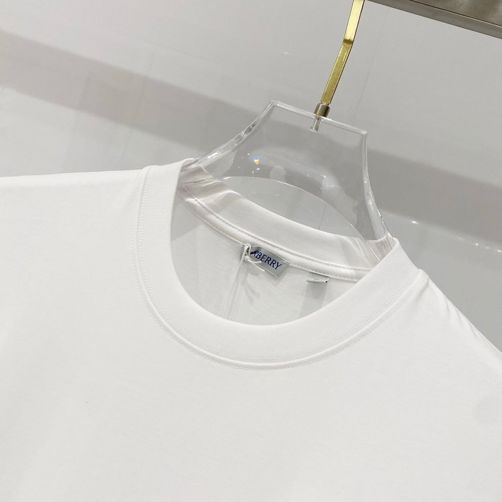 Burberry white crew-neck T-shirt neckline with stitched collar detail