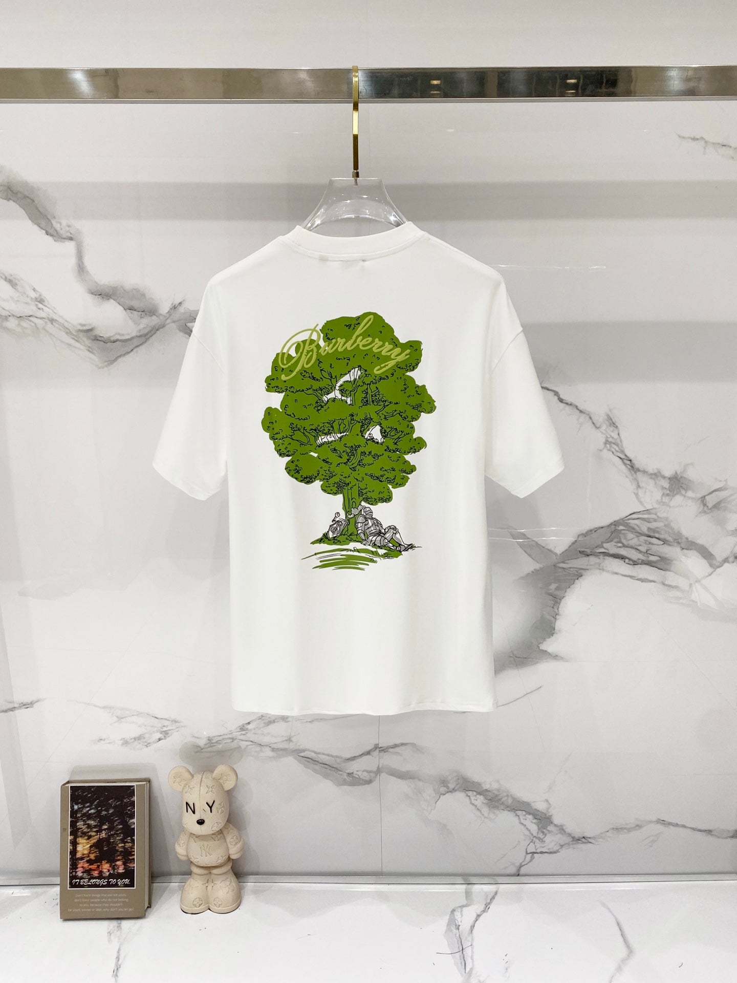 Burberry crew-neck T-shirt in white with large green tree graphic on back