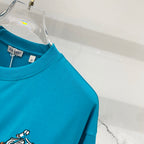 Turquoise crewneck short-sleeve T-shirt with neck label