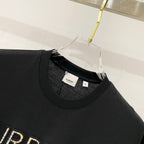 Black crew-neck Burberry T-shirt neckline with brand label