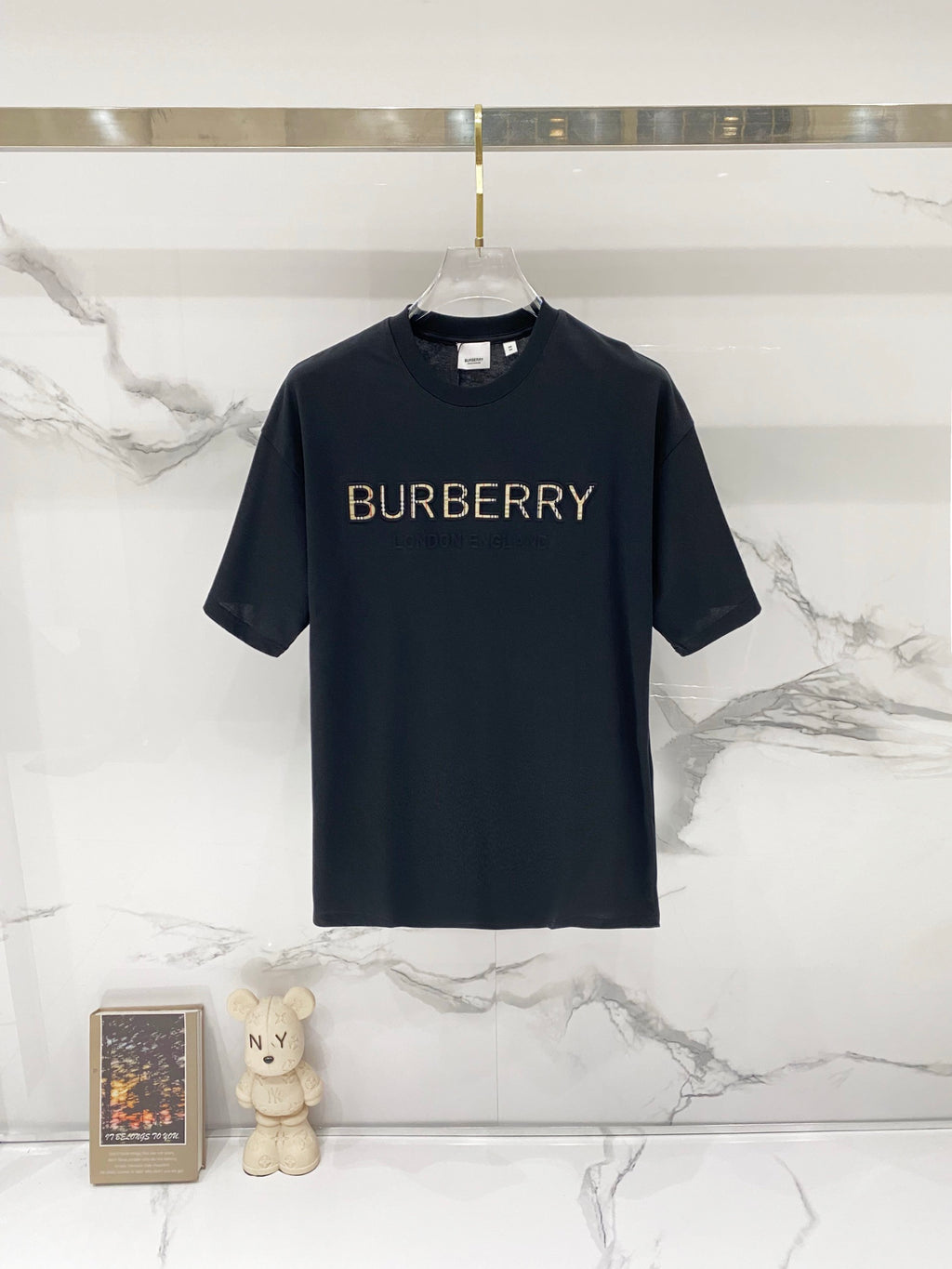 Black Burberry T-shirt with BURBERRY chest logo