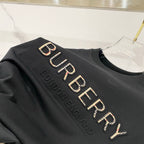 Black Burberry T-shirt with metallic-style BURBERRY logo lettering