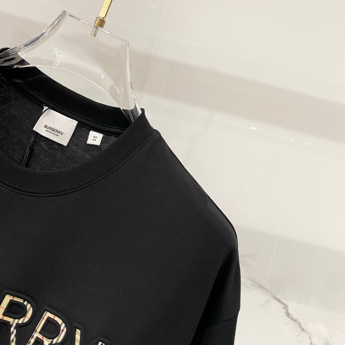 Black Burberry T-shirt shoulder and crew neck