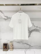 White Burberry T-shirt on hanger, crew neck and back view label tag
