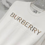 White Burberry T-shirt with raised 'BURBERRY' logo and 'LONDON ENGLAND' text