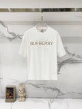 White Burberry T-shirt with round neck and chest 'BURBERRY' logo print