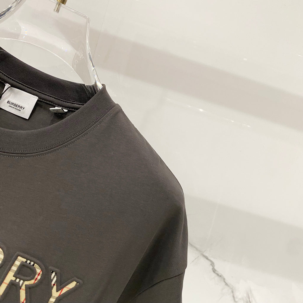 Men's T-shirt side panel with partial embroidered BURBERRY lettering
